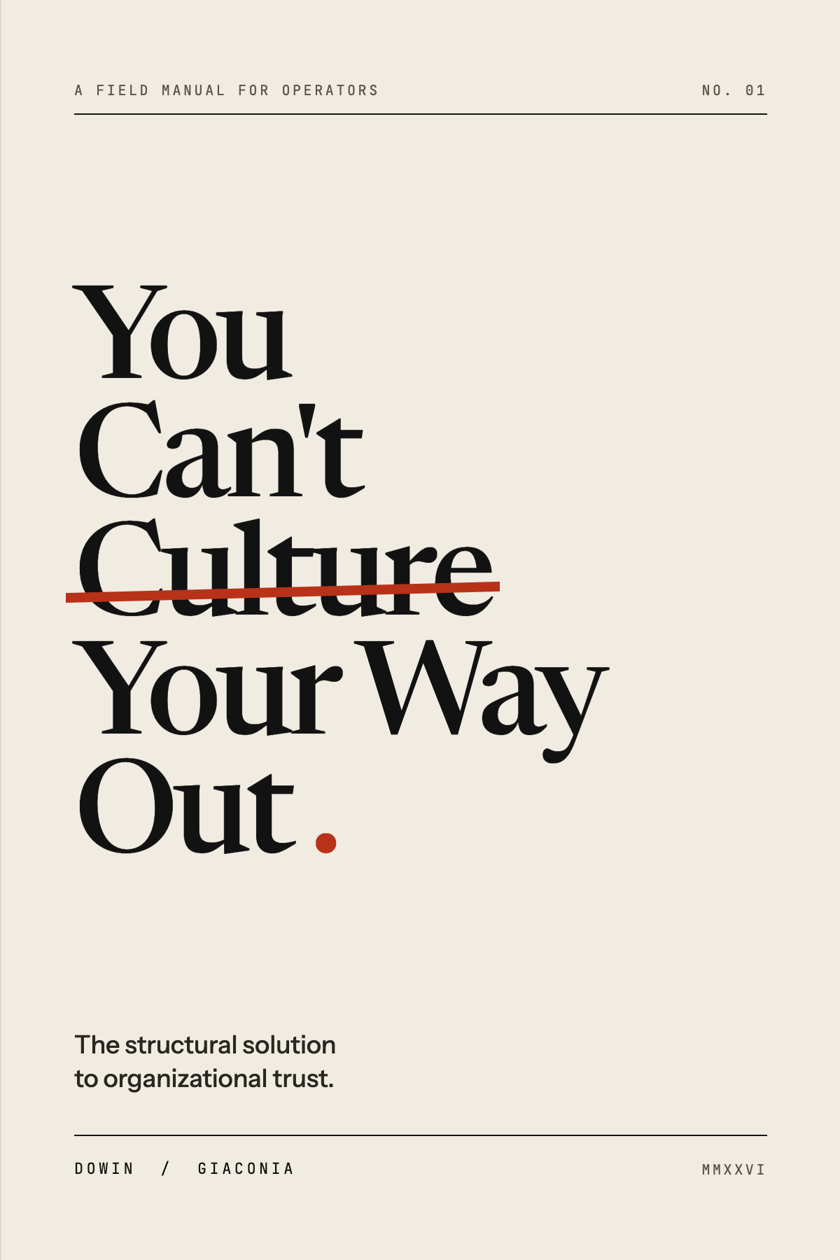 You Can't Culture Your Way Out &mdash; book cover